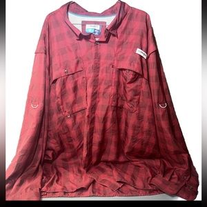Magellan Outdoors Fish Gear Red Relaxed Fit Fishing Button Up Shirt 3XL